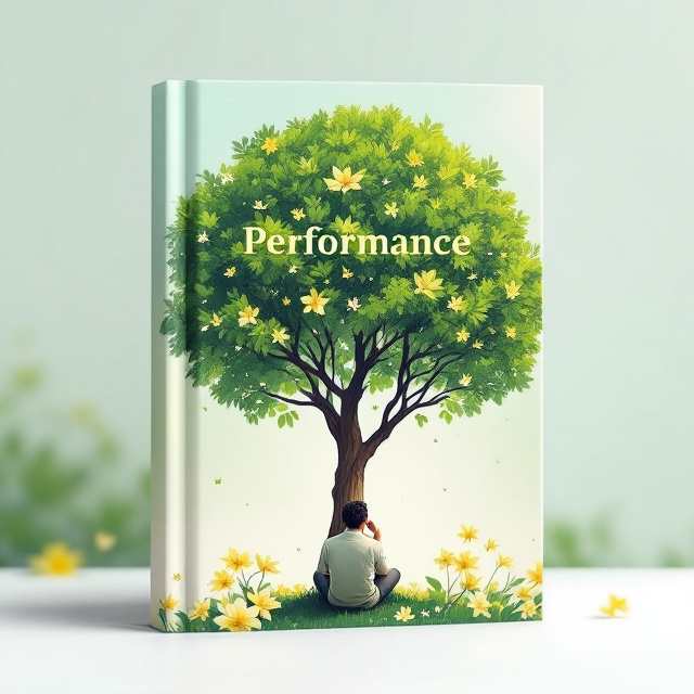 A solitary individual is seated thoughtfully under a grand, lush green tree symbolizing growth and contemplation. The background subtly fades into a light gradient to suggest depth and possibility. Golden jasmine flowers are subtly illustrated around, enhancing the aroma of change and introspection. Management and human resource symbols are sprinkled artistically across the cover to hint at the book’s themes.