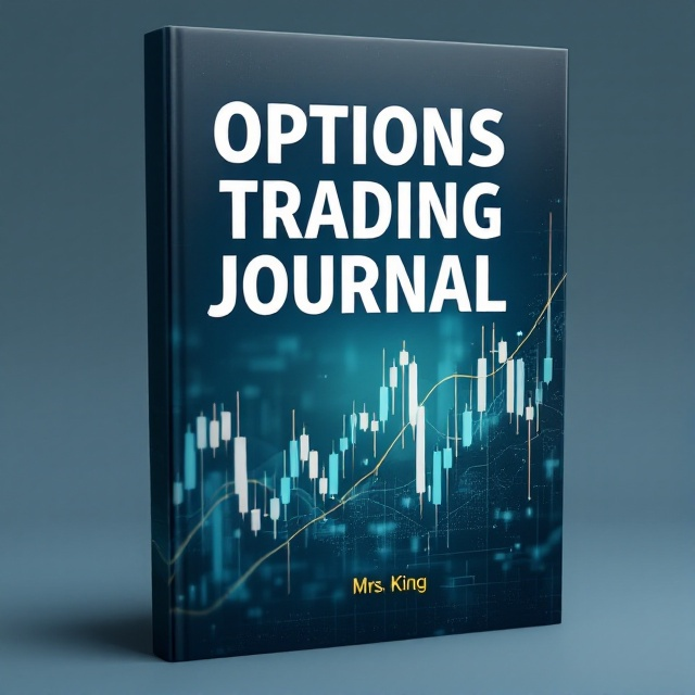 A background of a subtle gradient transitioning from deep blue to teal, featuring prominent chart candles in white, symbolizing the ups and downs of options trading. In the middle, an abstract, semi-transparent stock market graph overlays the background, adding a sense of depth and complexity.