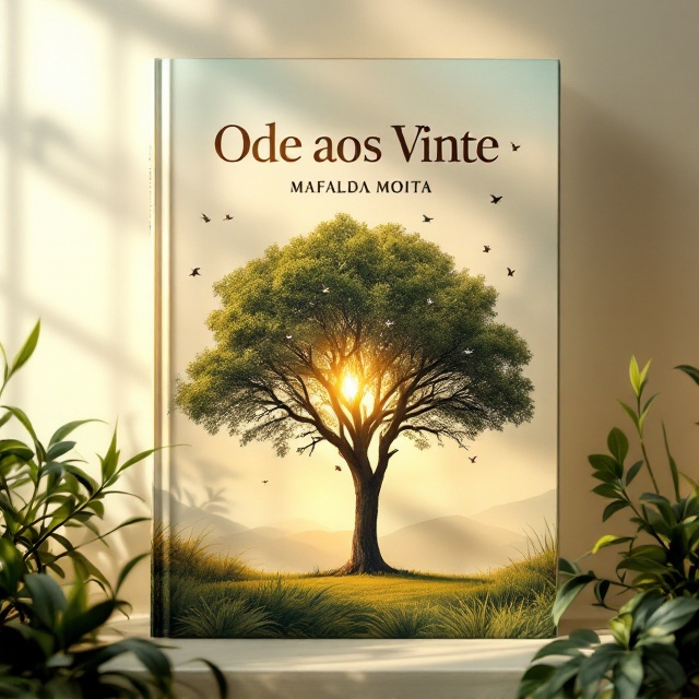 A serene landscape with a large, solitary tree standing in the foreground. Birds are in mid-flight around the tree, while gentle rays of the sun peek through its branches, casting a warm glow over the scene. Lush plants frame the bottom of the cover, creating a harmonious connection to the natural elements. The color palette consists of soft, warm hues with hints of gold and green, evoking a sense of nostalgia and peace.