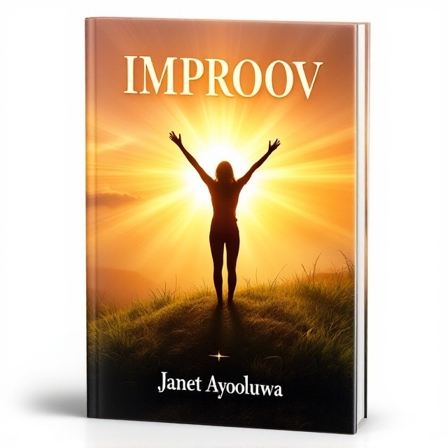 The cover features a radiant sunrise emerging from behind a lush green hill. The foreground displays a silhouette of a person, arms raised triumphantly towards the sky. Brilliant beams of light radiate outward, symbolizing joy and inspiration. The background is an amalgamation of warm colors like golden yellow, vibrant orange, and calming pink, creating a harmonious and uplifting scene.
