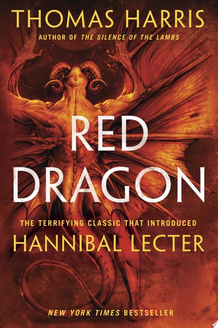 The cover displays a fierce and intricate dragon motif dominating the center, enveloped in fiery reds and oranges, which creates an ominous atmosphere. The use of shadow and light accentuates the creature's intricate details, adding depth and movement.