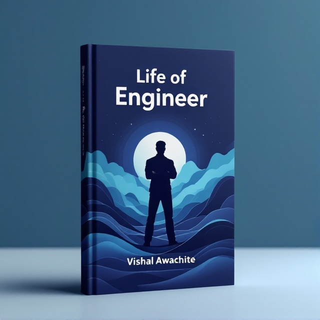 A sleek and modern design featuring a silhouette of a confident engineer standing at the forefront, surrounded by abstract waves symbolizing energy and growth. The background has a subtle gradient transitioning from deep blue to light teal, evoking a sense of calm and inspiration.