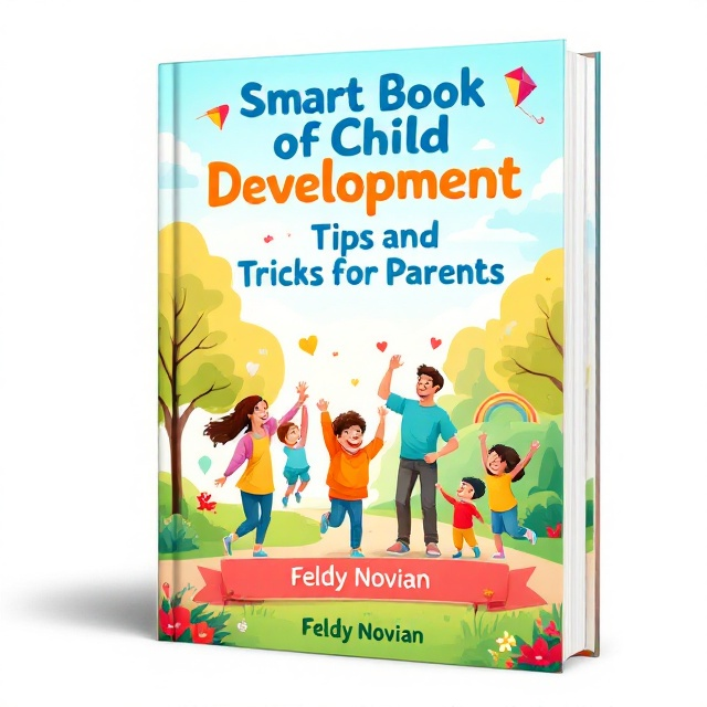 A joyful illustration of a diverse group of children playing in a park with their family. In the background, elements like kites, balloons, and a rainbow add a sense of happiness and cheerfulness. The title is prominently displayed above the illustration, while a short description is presented in a playful banner at the bottom.