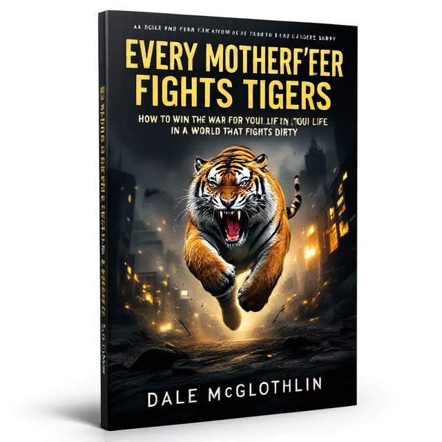 A dynamic image of a fierce tiger in mid-leap, symbolizing strength and ferocity. In the background, there is a stylized representation of a gritty cityscape, illuminated by a faint yellow glow, suggesting the 'world that fights dirty.' The central focus is the tiger, drawing the reader's eye to its power and determination.