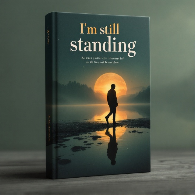 A striking cover features a man walking along a serene lake at dusk, reflecting a calm palette of terracotta, deep green, and soft yellow. His shadow in the water reveals two distinct figures, communicating companionship - one being his silhouette and the other depicting a subtle yet discernible divine presence. The scene is enriched with an ethereal glow emanating from the reflection, enhancing the spiritual connection.