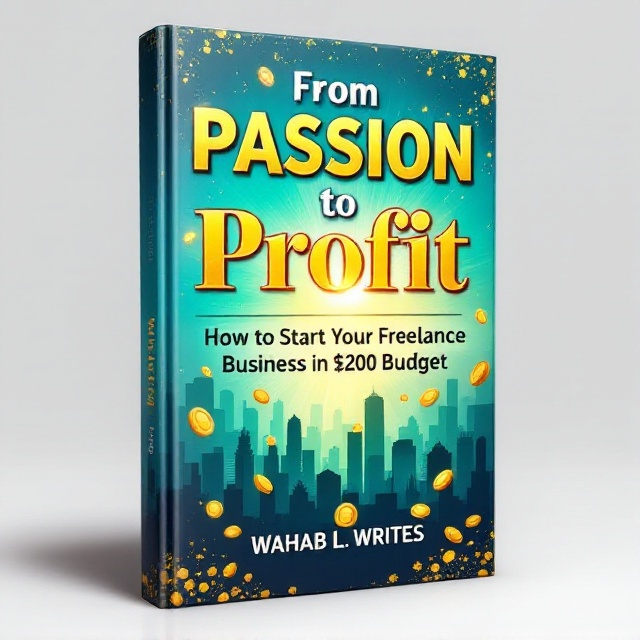 A vibrant background with an abstract cityscape silhouette in shades of blue and green symbolizing growth and ambition. Gold coins subtly integrated into the background to represent the financial theme. Centered golden title with a radiant glow effect. Subtle textures add depth, enhancing the overall appeal.