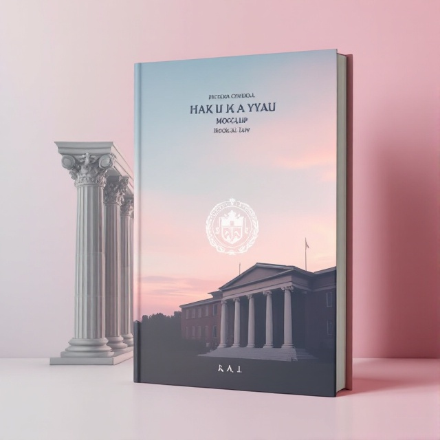 An imposing school building is silhouetted against a pastel sky, symbolizing structure and knowledge. A series of classical architectural columns run vertically on the left, representing the foundation of education and law. The school's emblem is subtly watermarked in the background, providing a sense of belonging and tradition.
