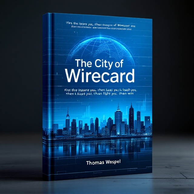 The cover showcases a city skyline in the distance, with a prominent wireframe globe subtly interwoven into the cityscape, symbolizing a global financial network. The skyline and globe are set against a gradient blue background that transitions from a deep blue at the top to a lighter blue at the bottom, creating a sense of depth and intrigue. Subtle horizontal lines, reminiscent of stock market graphs, overlay the background, adding a layer of complexity and hinting at financial undercurrents.