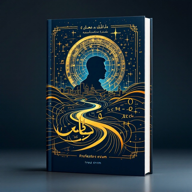 The cover features a dynamic and abstract illustration of mathematical symbols and equations intertwined with the silhouette of the Iraqi landscape, creating a vivid contrast. The silhouette of the professor, صلاح وهاب شاكر, is subtly integrated as a watermark behind the title, symbolizing wisdom and authority. The color palette is a blend of deep blues and golds, conveying a sense of prestige and academic excellence.