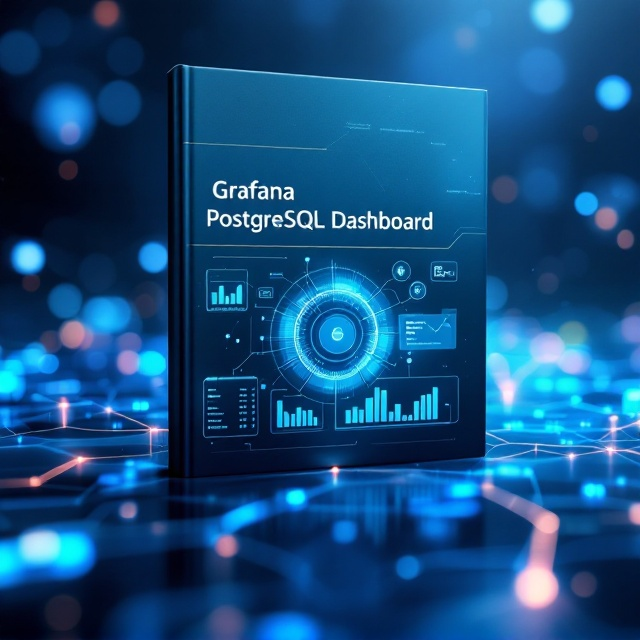 A futuristic, data-driven scene featuring overlapping translucent charts, graphs, and network lines. The background fades from a soft gradient of blues and white, with faint PostgreSQL server icons and a stylized dashboard interface glowing at the edges. The data flow is visually represented as flowing, dynamic lines connecting various metrics into a central circular element symbolizing the shared dashboard.