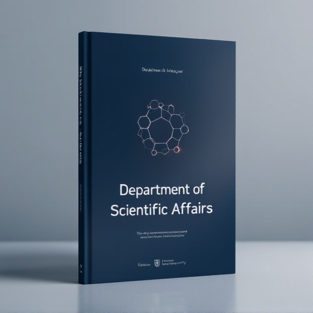 The cover features a sleek, minimalist design with a modern scientific theme. The background is a clean gradient of dark blue blending into silver, symbolizing professionalism and technological advancement. In the center, there’s a subtle icon of interconnected hexagons, signifying scientific collaboration and research integrity. Above the icon, a circular glow adds a futuristic touch. The university emblem, slightly embossed, appears subtly at the bottom corner to represent institutional pride.