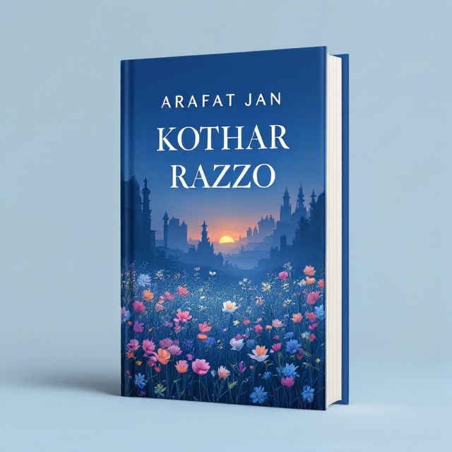 A serene field of wildflowers in a vivid blue hue dominates the lower half of the cover, with a subtle gradient transitioning to a deep evening sky on the upper half. In the sky, faint silhouettes of historical architectural elements blend in, symbolizing the romance's connection to history.