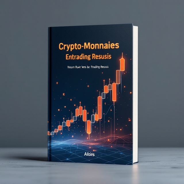 A sleek and modern representation of a rising candlestick graph prominently displayed in the center of the cover, with glowing icons of popular cryptocurrencies such as Bitcoin, Ethereum, and Ripple scattered throughout in a minimalistic style. A subtle yet futuristic background with gradient orange blending into deep blue, symbolizing energy, optimism, and trust. The graph is tilted dynamically, giving a sense of movement and progress, with small sparkling particles radiating around it.