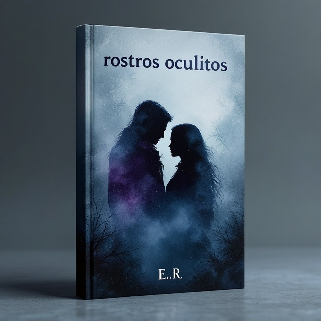 The cover features two shadowy silhouettes in the foreground, slightly overlapping, giving a sense of connection yet mystery. The background is a blend of cool hues such as deep blues, frosty purples, and muted grays, creating an enigmatic atmosphere. Subtle wisps of fog wrap the silhouettes, contributing to the feeling of hidden truths. The silhouettes are not entirely defined, suggesting that there is more beneath the surface.