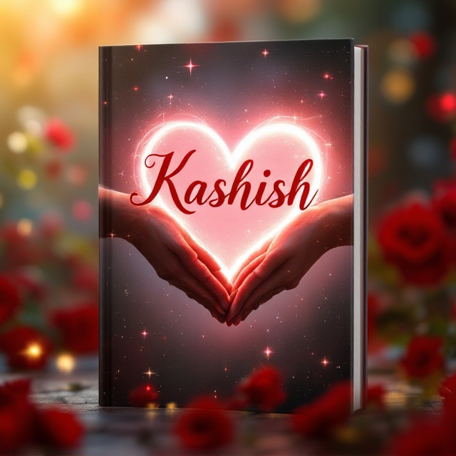 A close-up of two hands gently intertwining, framed by a glowing soft pink heart. In the background, an out-of-focus lush garden scene with hints of red roses and warm sunlight filtering through the trees creates a dreamy, intimate atmosphere. The foreground features soft sparkles subtly scattered around the hands and heart, evoking a magical and heartfelt connection.