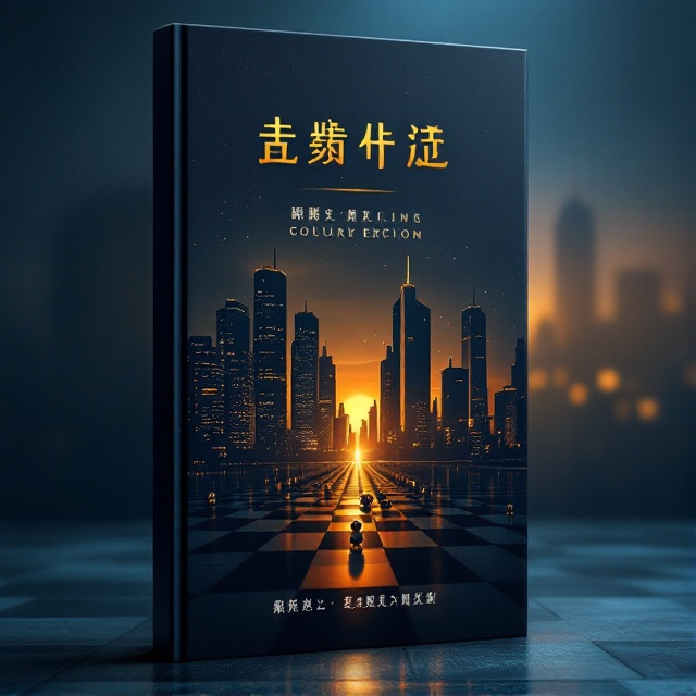 The cover features a sleek urban cityscape at dusk, with towering skyscrapers illuminated by golden lights. Superimposed on the cityscape is the silhouette of a chessboard fading into the background, visually linking themes of strategy and power. A faint trail of dice rolling across the lower half interacts with the cityscape, symbolizing the role of luck in decision-making. Modern geometric lines flow across the cover, creating a balanced frame.