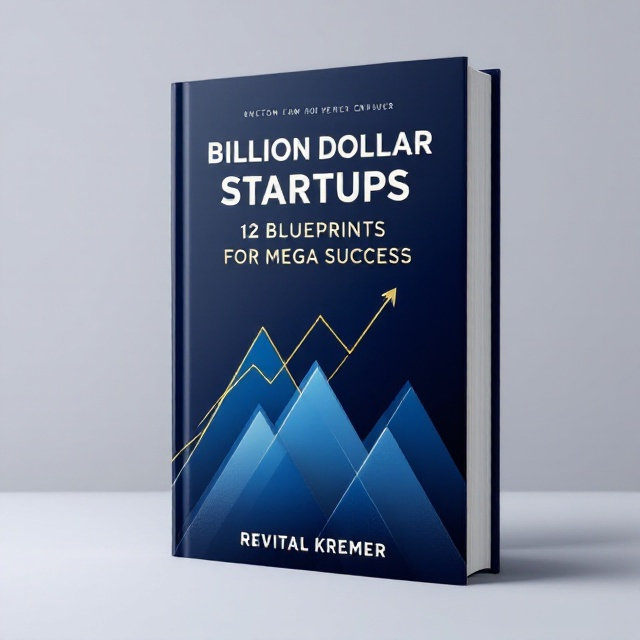 A sleek, minimalist geometric growth symbol composed of overlapping navy blue triangles and a subtle upward arrow, accented with a thin, metallic gold stroke. The background is set in a deep navy gradient, subtly transitioning from darker tones at the bottom to lighter at the top, symbolizing upward momentum. Clean lines and precise placement create a modern and professional aesthetic. The author’s name "Revital Kremer" is featured near the bottom in metallic gold text.