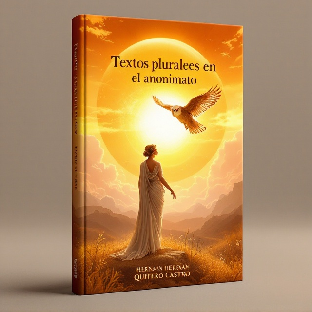 A striking golden atardecer (sunset) dominates the top half of the cover, radiating warm hues of gold, orange, and soft pink. Below the sunset, a Roman goddess (representing wisdom) is depicted standing gracefully in soft, flowing robes. Her posture is serene and commanding, bathed in the golden light of the sunset. A majestic owl (búho) is shown mid-flight, wings outstretched, flying towards the goddess with purpose. The background subtly fades into an ethereal, almost dreamlike effect, blending elements of the evening sky and abstract textures like marble swirls.