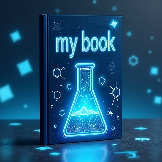 A vibrant, cobalt-blue background featuring a sleek, dynamic design of interconnected molecules, resembling a chemistry lab setting. The central element is a glowing Erlenmeyer flask radiating soft light, surrounded by faint, swirling equations and scientific notations. Subtle gradient tones of aqua and white emphasize depth and add a futuristic feel.