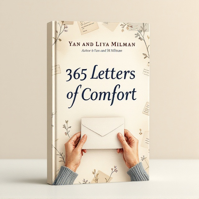 A soft pastel-colored background with faded images of old handwritten letters strewn across the cover. In the foreground, gentle illustrations of elderly hands holding a letter create a focal point that evokes the theme of connection and empathy.