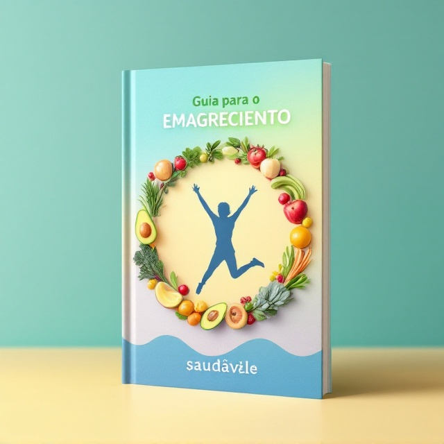 A vibrant background featuring a colorful gradient transitioning from a soft pastel blue to a light green, symbolizing renewal and health. The focal point is a minimalist silhouette of a person joyfully leaping while surrounded by a circular arc of fresh fruits and vegetables (like apples, avocados, and leafy greens). Below, a subtle wave illustration represents movement and energy.