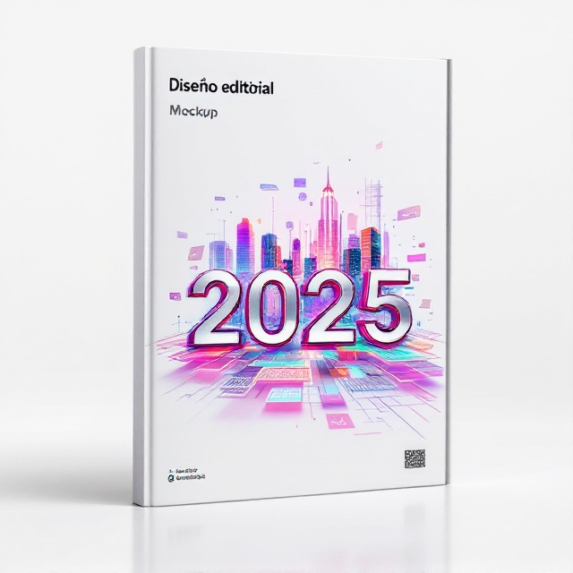 The cover features a central 3D holographic illustration resembling a futuristic cityscape, with elements like virtual grids and floating digital panels. The cityscape is illuminated with metallic silver and vivid neon blues and greens, symbolizing cutting-edge technology and digital transformation. The background is a pristine white, making the holographic elements pop and giving the cover a clean and modern aesthetic.
