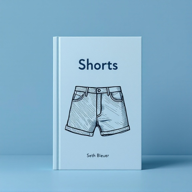 A minimalist illustration of a pair of shorts, filled with hand-drawn cross-hatching textures, outlined in bold strokes to give it a vintage sketchbook vibe. The shorts are centered on the cover with a monochromatic blue palette, set against a flat, plain sky-blue background. Fine, subtle shading gives the design depth without excessive detail.
