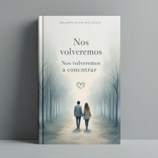 A soft watercolor painting of two figures walking away from the viewer on a misty, tree-lined path. The background fades into a hazy grayish-blue horizon, evoking feelings of sadness and distance. In one corner, a faint heart shape surrounded by intertwining vines is subtly incorporated into the sky, symbolizing love and connection. The overall tone is moody, yet tender, with fine brushstroke details that emphasize an artistic, emotional quality.