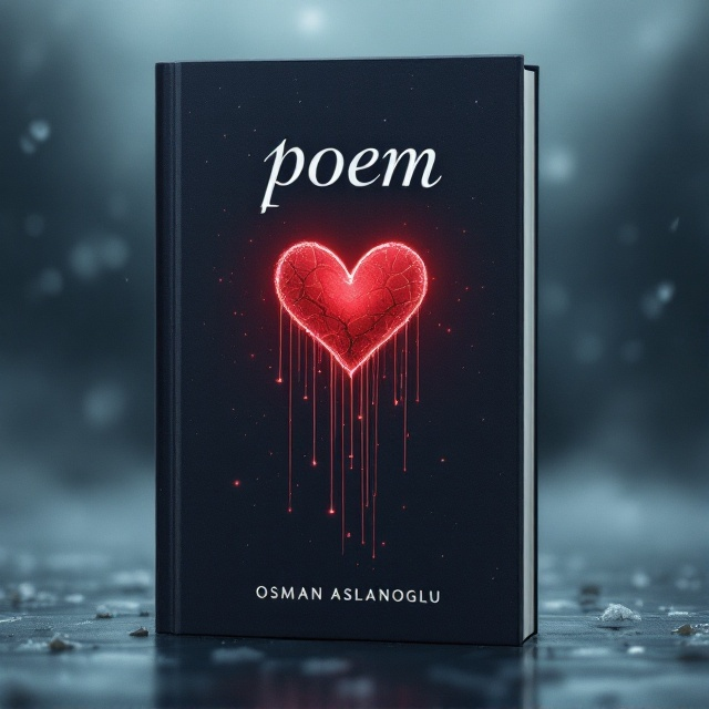A blurred background of a dusky, overcast sky with faint snowflakes and raindrops falling. A faint red heart, slightly shattered, is positioned in the center, glowing subtly. Thin, soft lines, resembling threads, cascade downwards and intertwine with the heart. The edges of the cover are slightly dimmed to give a vignette effect, creating a somber yet romantic aura.