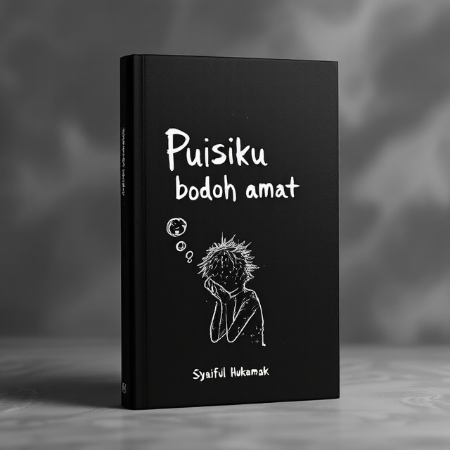 The cover features a silhouette of a slumped figure outlined by faint, chaotic scribbles, symbolizing confusion or minimal intellect. The background is entirely black with soft, grayscale swirling textures creating subtle depth. Above the figure, a single, poorly-drawn, lopsided thought bubble floats, filled with abstract shapes to evoke a sense of foolishness or silliness.