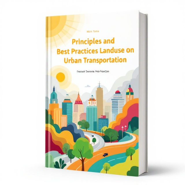 A vibrant cityscape illustration in colorful, geometric shapes with a sunshine overlay representing optimism and innovation. Stylized roads and pathways in the foreground visually merge into interconnected urban patterns, symbolizing transportation networks. The use of greenery integrated within the design evokes sustainable land use and harmony.