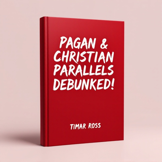 A flat, deep dark red background fills the entire cover. At the center, bold white sans serif text presents the title, "PAGAN & CHRISTIAN PARALLELS DEBUNKED!", in uppercase. Below the title, medium-sized white text spells out "TIMAR ROSS," also in all caps. The position of the title is slightly above center, while the author's name is neatly aligned toward the lower third of the cover for balance. The layout is clean, minimal, and stark to emphasize the boldness of the book's content and genre.