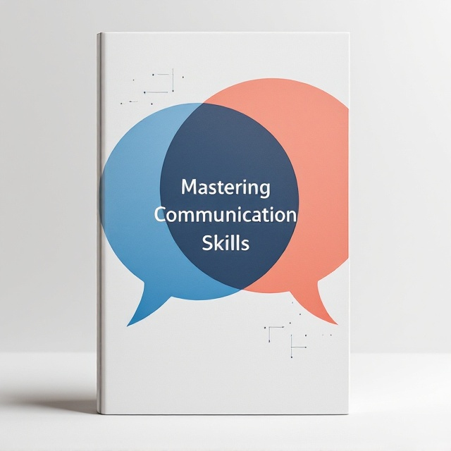 A minimalist design showcasing two overlapping speech bubbles at the center of the cover. These speech bubbles are semi-transparent, one in a deep royal blue and the other in a warm coral, symbolizing balanced dialogue. The background is a subtle gradient of white fading into light gray, giving a sense of clarity and openness. Tiny, abstract lines resembling sound waves extend faintly around the speech bubbles, adding depth and a modern element.