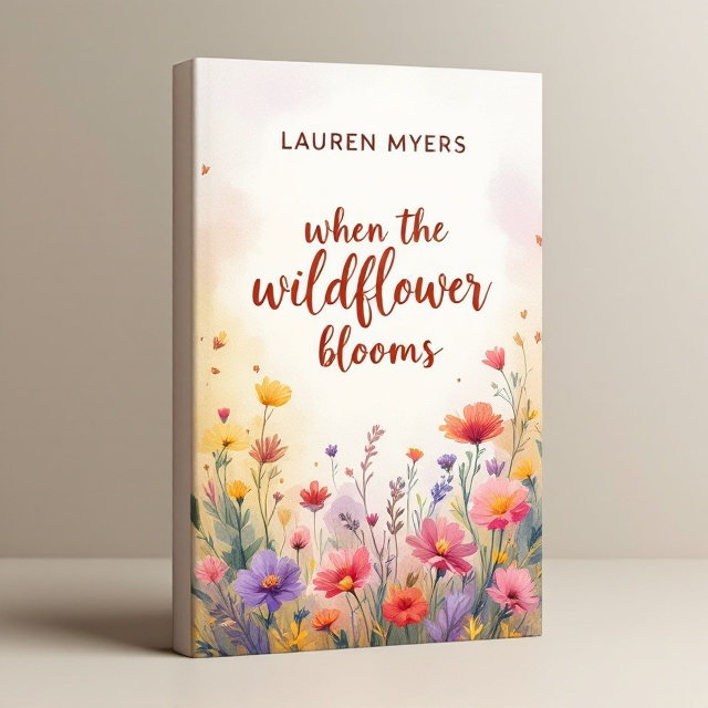 An abstract painting of a wildflower meadow with blooming, colorful flowers blending into one another in strokes of vivacious shades like lavender, yellow, crimson, and pink. The perimeter subtly transitions into soft, muted tones with brown leaves scattered sparsely, fading into a white and semi-tan gradient overlay. The overall design conveys energy and tranquility, with watercolor-like softness around the focal point.
