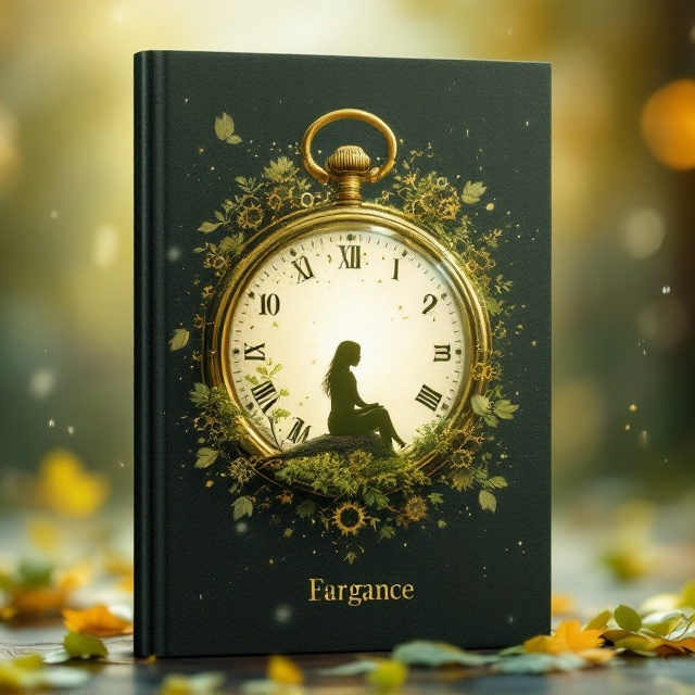 An ethereal pocket watch with visible small interlocked gears across the lower half of the cover, symbolizing internal organizational mechanisms. Within the top half of the pocket watch, a silhouette of a reflective figure sits on a tree branch, surrounded by lightly blurred green leaves swaying in the wind. Gentle raindrops fall throughout the design, adding a soft luminosity, while the background transitions from light pastel tones in the corners to a subtle gold hue in the center, creating depth and warmth.