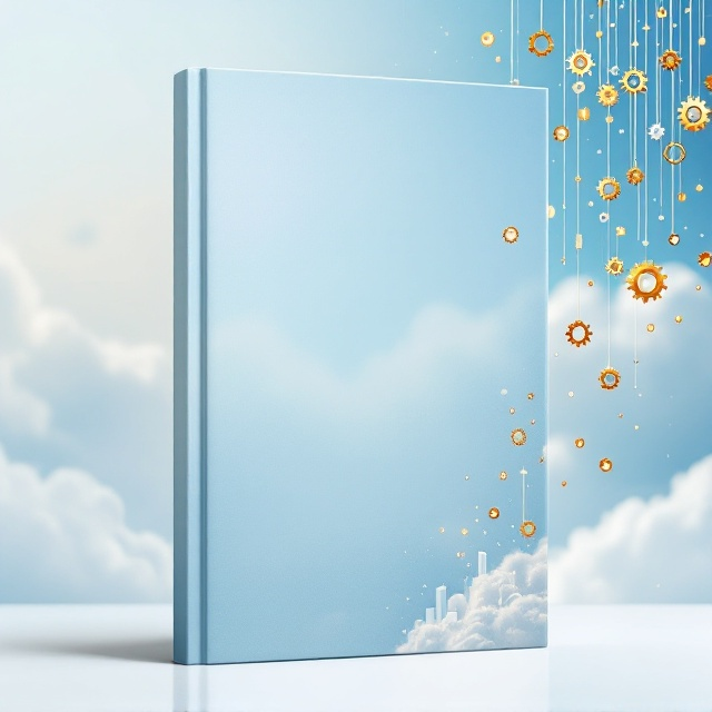 The background is a serene, gradient sky transitioning from azure blue to soft white clouds near the top. Subtle, golden-transparent rain droplets fall diagonally, shimmering faintly under light. On the right-hand side, delicate yet polished golden cogs and managerial gears in varying sizes cascade downward, offering a sense of movement and functionality. Tiny bar charts, resembling strategic management data, are subtly integrated into the left-hand side of the composition—complementing the educational theme. These elements are spaced deliberately to embody simplicity and elegance. The title stands boldly and centrally in the upper third, with the author's name placed subtly in the lower right corner of the cover.