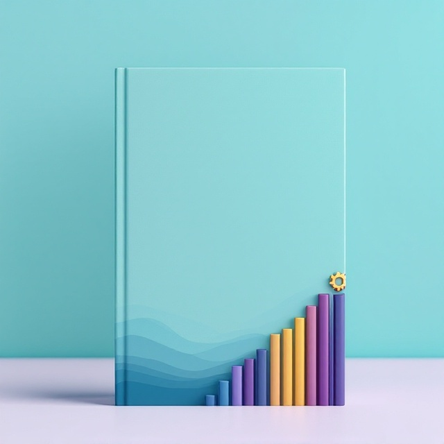 A soothing turquoise sky dominates the background, creating an ethereal sci-fi aesthetic. In the top right corner of the turquoise sky lies a single small golden gear symbol, subtle yet marking the theme of personnel performance evaluation. At the bottom of the cover, a minimalist purple and golden bar chart spans horizontally, providing a scientific and structured feel. The main title is center-aligned, written in a semi-bold classic font, radiating professionalism. The author’s name sits neatly and modestly beneath the title in a smaller font.