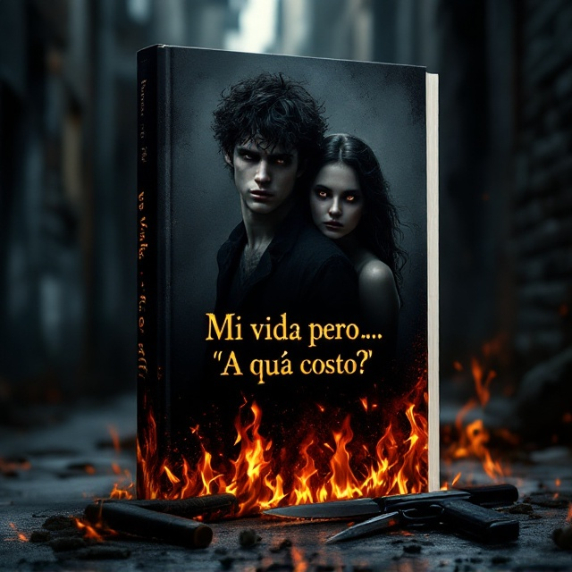 The cover showcases a dramatic, shadowed scene with a pale-skinned young man with ruffled, curly black hair turned slightly away from the viewer, expressing deep anguish and rage. A pale-skinned girl with haunting honey-colored eyes stands behind him, her expression caught between betrayal and sorrow. Both figures are partially illuminated by the flickering glow of flames, which rise ominously from the bottom edge of the cover, incorporating hints of destruction. Weapons, such as a knife and a handgun, lie ominously near their feet, half-submerged in shadows. The background is a dark urban alley cloaked in black with subtle red undertones, amplifying the sense of despair and loneliness.