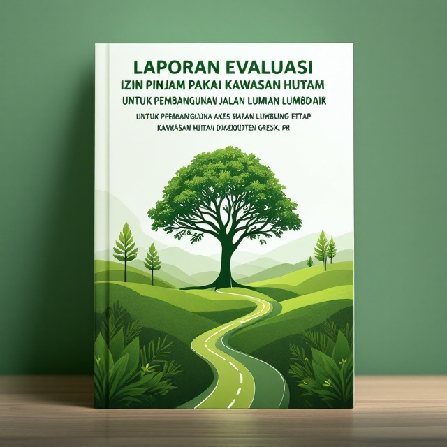 A central focus is a slightly abstract silhouette of a tree that merges into the outline of a building, symbolizing harmony between nature and infrastructure. The background features a soft gradient of green shades, transitioning from dark green at the bottom to lighter shades at the top, evoking a sense of growth and balance. Subtle textures of tree barks and leaves are incorporated in the background for added depth, while clean, flat icons of roads subtly frame the bottom section to reflect access pathways.