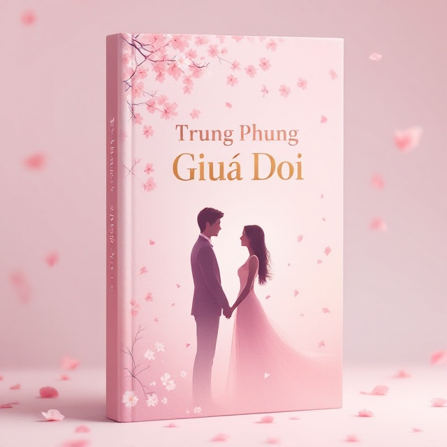 A soft pastel-colored background transitioning from blush pink to light lavender, symbolizing romance. A silhouette of a couple standing under cherry blossoms, with floating petals representing delicate emotions. The imagery is surrounded by a subtle vignette to add warmth and intimacy.