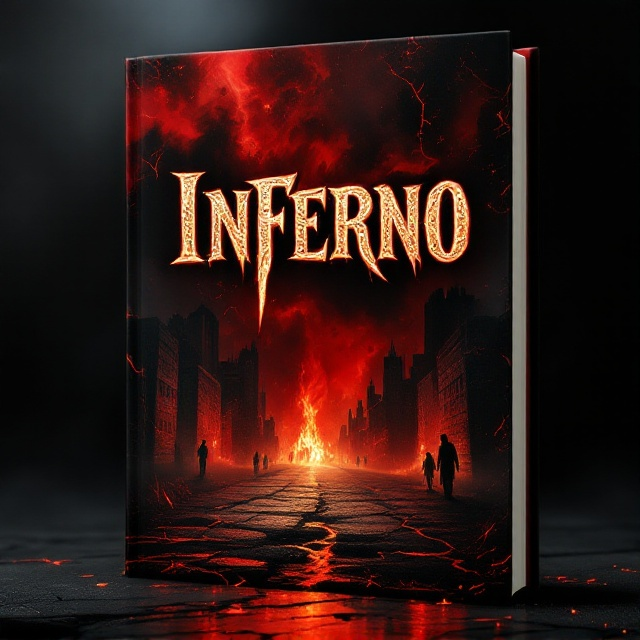 A dark, ominous cityscape engulfed in flames dominates the background with faint silhouettes of screaming faces embedded within smoke and fire. The lower part of the cover features a cracked, smoldering pathway leading toward the flames. A single spotlight of light cuts through the darkness from the top corner, highlighting the title.
