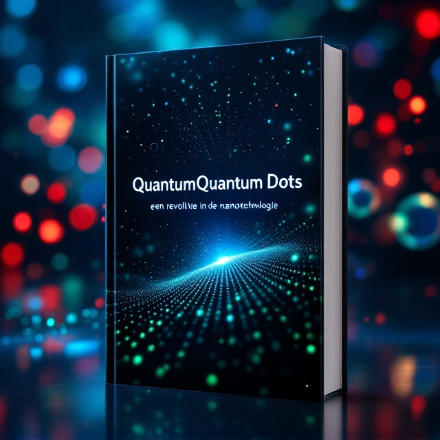 A mesmerizing close-up depiction of quantum dots glowing luminously in blue, green, and red on a dark, gradient background transitioning from deep indigo to sleek black. Surrounding the quantum dots are faint molecular structures and the hint of futuristic laboratory equipment faintly etched in the background to evoke scientific precision. Tiny spark-like particles interspersed around the quantum dots enhance their radiant glow.