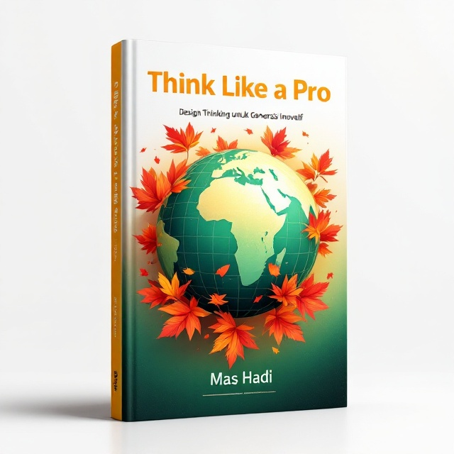 A globe with subtle outlines dominates the center of the cover, infused with shades of green, yellow, and autumn orange. Surrounding the globe are floating, vibrant red leaves caught mid-motion, creating a sense of energy and dynamism. The background transitions gradiently from white (top), through a golden-yellow sunshine glow (middle), to fresh green at the bottom. A clean, minimalist art style ensures the cover is appealing to a Gen-Z audience.