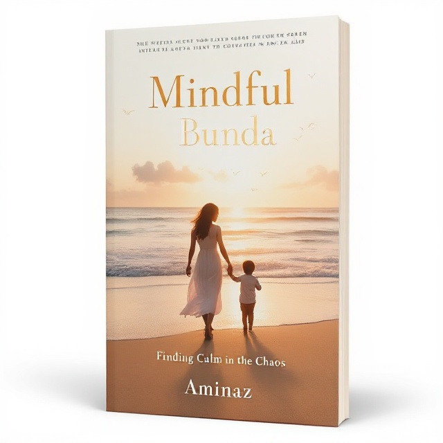 A serene silhouette of a mother and her child holding hands, walking along the beach during sunset. Golden hues reflect off the calm ocean waves, blending into soft white sands. The silhouette is slightly whimsical with soft edges, and faint wispy clouds frame the top of the cover.