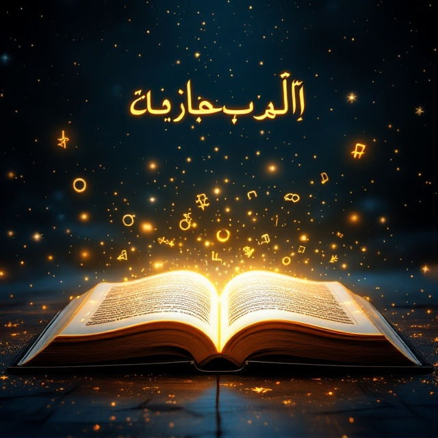 A mysterious open book glowing in shades of gold and deep blue is positioned at the center of the cover. Shadows of intricate objects such as magnifying glasses, abstract symbols, and soft wisps of light create an aura of suspense around the open book. The book's pages seem to transform into waves of glowing text fading into the night sky with distant, faint twinkling stars. The background is layered with a gradient of dark hues transitioning from black to deep navy blue.