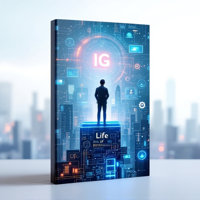 A lone, determined engineer stands atop a tall skyscraper in a sleek, modern cityscape. Surrounding the figure are interconnected visuals of gears, circuit patterns, and holographic projections of digital screens. In the background, a gradient sky transitions from soft white to a futuristic pale blue. Subtle images of tools, machines, and electronic devices are embedded within the city's vibrant skyline, symbolizing progress and innovation.