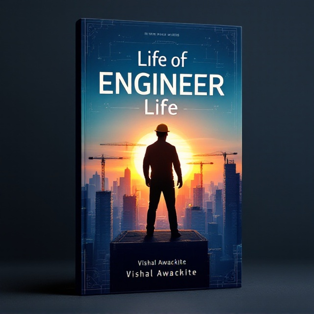 The cover features a dramatic silhouette of an engineer wearing a hard hat, standing confidently on an under-construction high-rise building. The figure is centered against a backdrop of a glowing sunrise transitioning to a blue-toned cityscape. Tower cranes and partially built skyscrapers flank the sides of the cover, while intricate blueprint lines and faint digital circuits subtly frame the top and bottom edges. Vibrant lighting highlights progress and innovation, while gears and tech elements are subtly blended into the skyline.