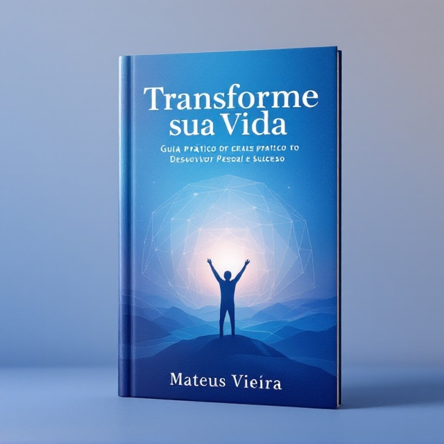 A serene gradient of vibrant blue tones transitioning from a deep, rich blue at the bottom to a calm, sky-blue at the top. In the center is a silhouette of a person with arms raised, symbolizing growth and triumph. Subtle geometric lines radiate outward from the figure, invoking structure and focus. A fine texture, resembling light waves, overlays the background, giving a sense of fluidity and progress.