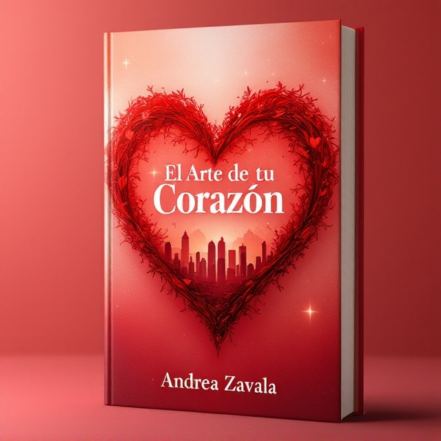 A large, intricate, and artistic red heart dominates the center of the cover, with a soft gradient city skyline etched inside the heart, symbolizing stories and life bustling within. The background is a blend of soft reds and blush tones fading into a deeper red at the edges, representing love and passion. A subtle translucent glow emanates from the heart, giving it an ethereal quality.