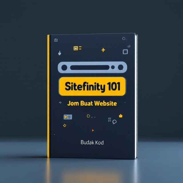 A sleek, modern design with the backdrop of a minimalistic desktop screen featuring a stylized website dashboard illustration. The tones are a mix of professional dark blues and vibrant yellows, portraying a balance of professionalism and fun. Icons related to website-building (e.g., mouse cursors, coding brackets, file symbols) float subtly around the composition. The title is prominently placed in a bright, rounded rectangular shape resembling a browser search bar.